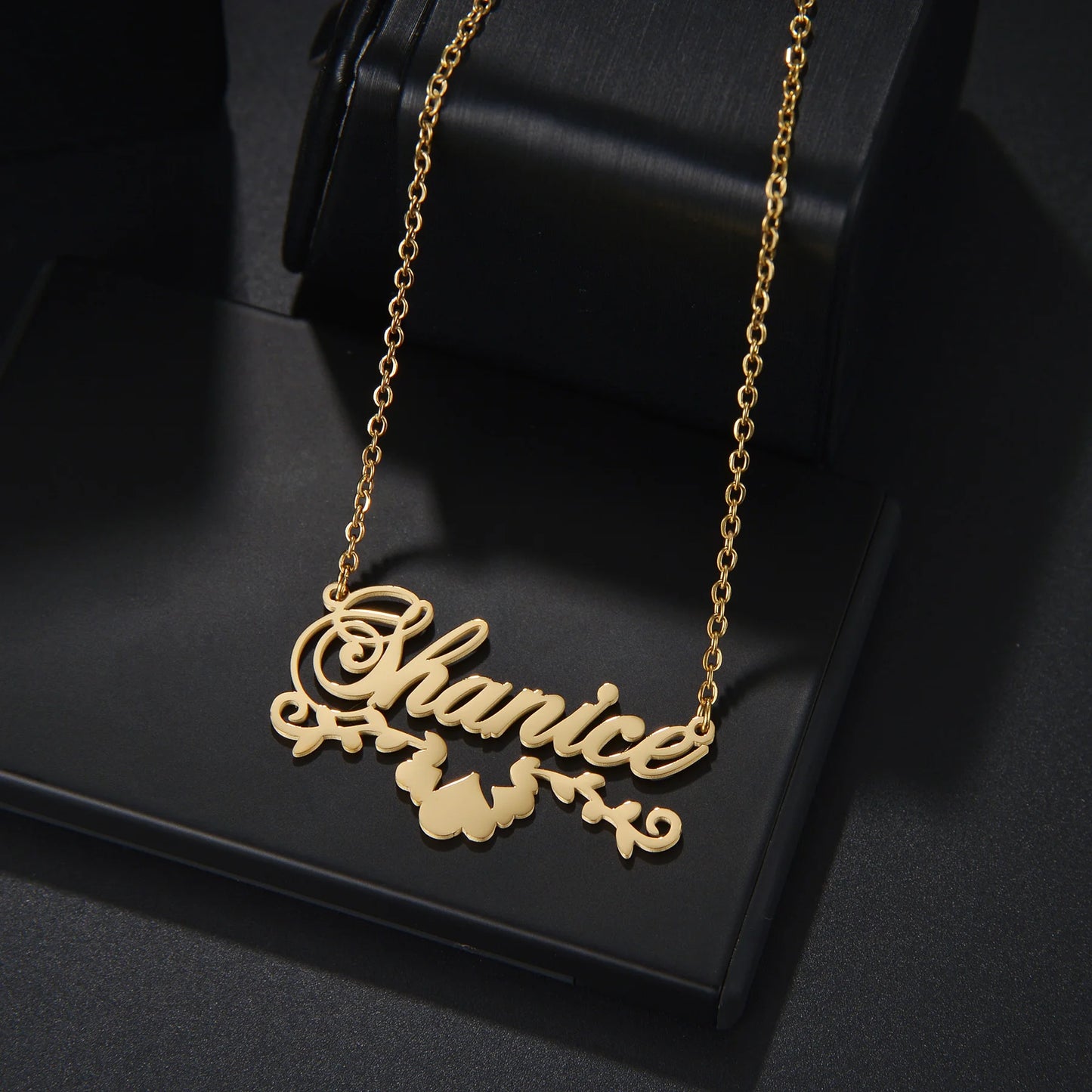 Personalized Rose Name Necklace